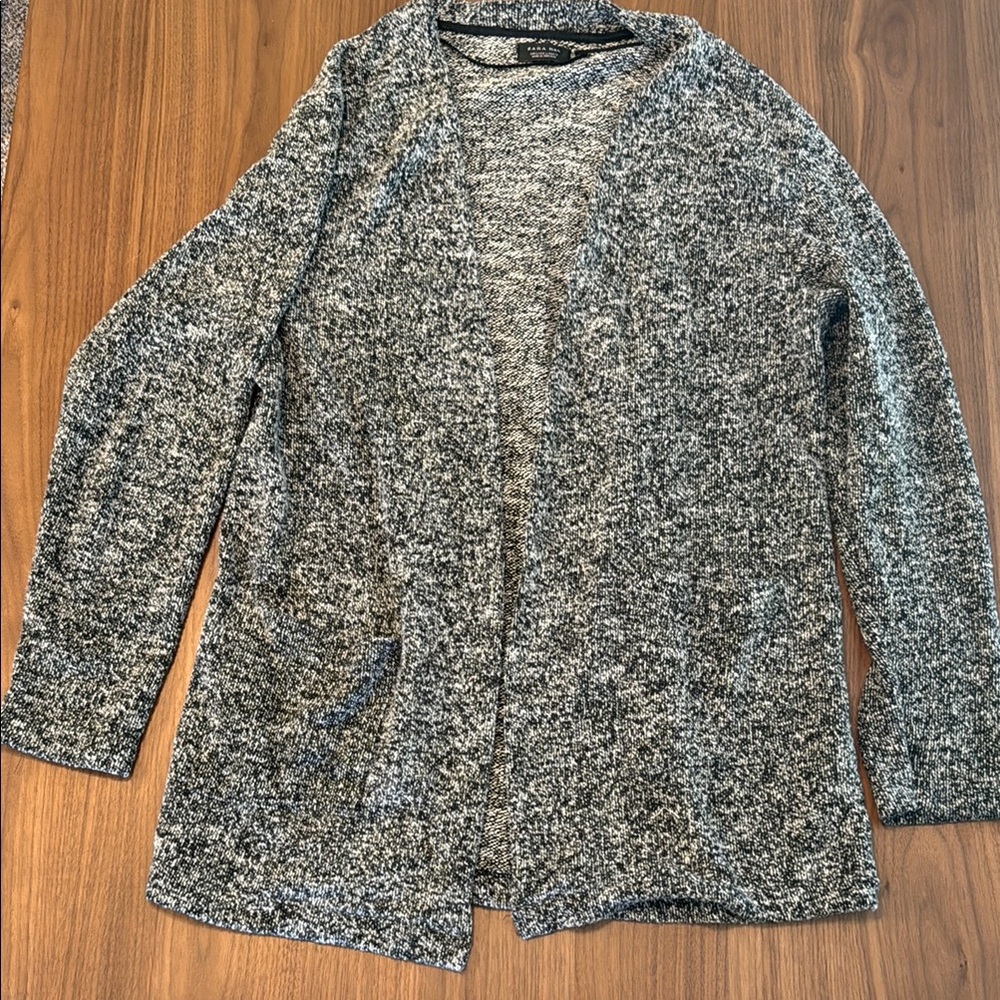 Zara Gray Chunky Knit Cardigan Sweater